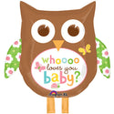 Gender Reveal Baby Shower Mylar Balloon Owl