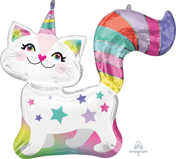 Rainbow Butterfly Unicorn Kitty Foil Balloon