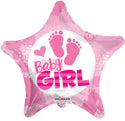 It's a Girl Balloon Foot Prints Star