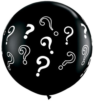 Gender Reveal Baby Shower Balloon Giant Latex Black With Question Marks