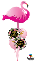 Happy Birthday Giant Deluxe Flamingo Balloon Bouquet includes a 46