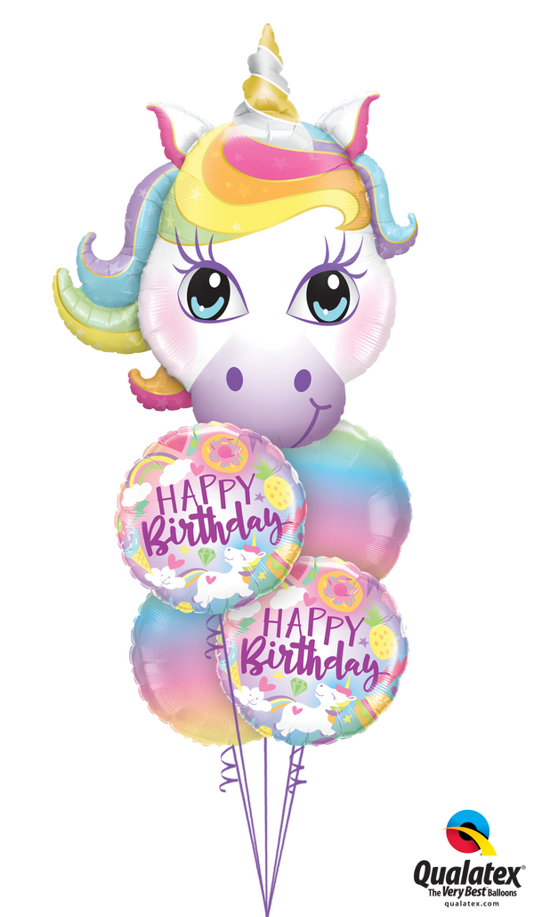 Deluxe Birthday Unicorn Balloon Bouquet Includes a 38