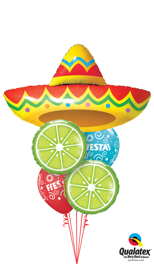 Deluxe Birthday Fiesta Balloon Bouquet Includes a 34
