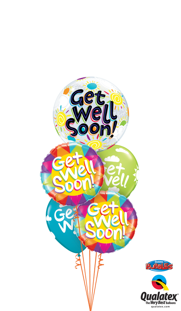 Get Well Soon Deluxe Balloon Bouquet includes a 22