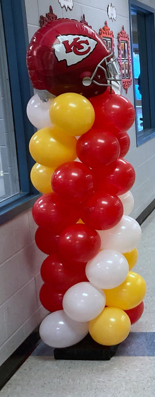 6' Custom Column With Damask Balloons and Foil Stars, Topped With Two 34