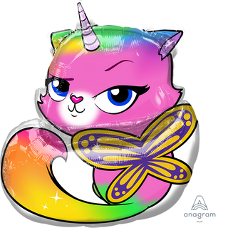 Rainbow Butterfly Unicorn Kitty Foil Balloon