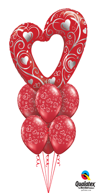 Valentine's Day Giant Deluxe Balloon Bouquet includes a 42