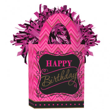 Balloon Giftbag Weight Happy Birthday Pink and Black