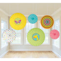 Gender Reveal Baby Shower Hanging Paper Fans
