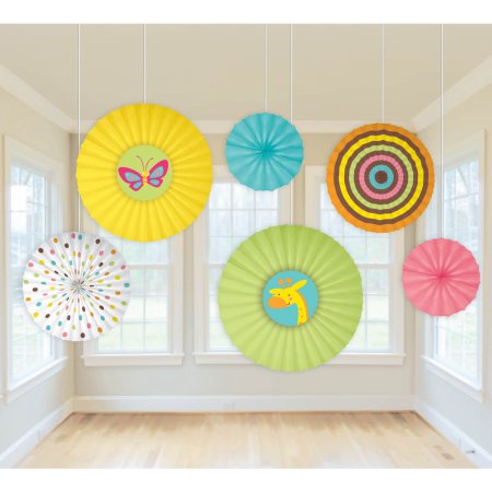 Gender Reveal Baby Shower Hanging Paper Fans